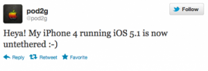 iOS 5.1 / iPhone 4 jailbreak tweet